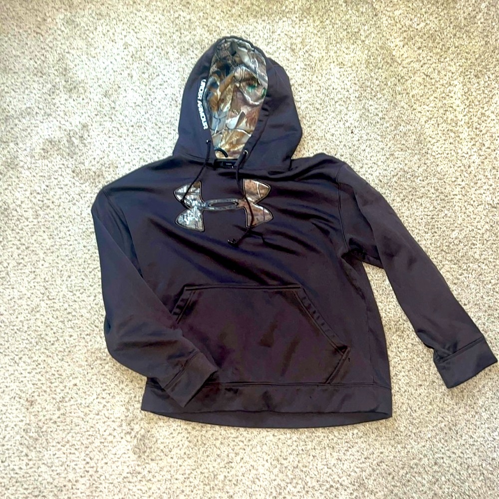 Under Armour Mens Brown camo lined hoodie Like New size Medium loosefit